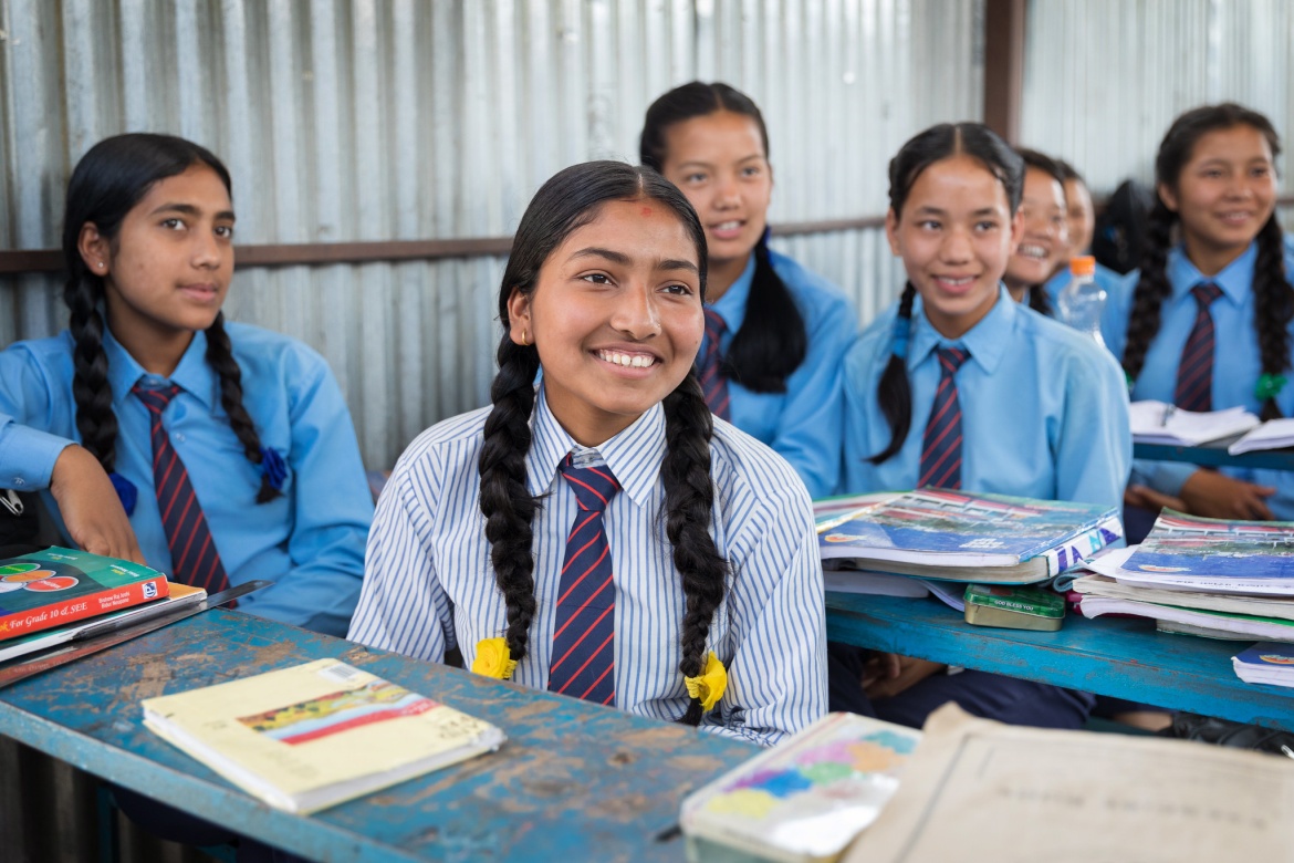Class 10 students at Shree Krishna Ratna School in Chautara, Sindhupalchowk District, Nepal. June 2019